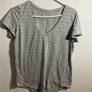 Gray V-Neck Women's Top